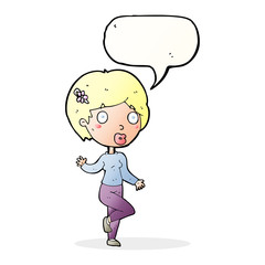 cartoon surprised woman with speech bubble