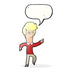 cartoon man pointing with speech bubble