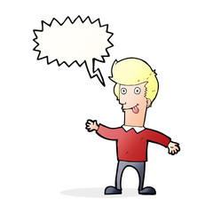 cartoon man sticking out tongue with speech bubble