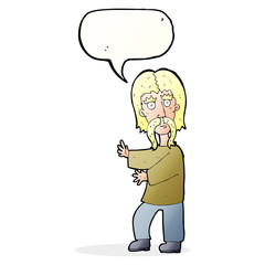 cartoon mustache man with speech bubble