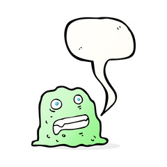 cartoon slime creature with speech bubble