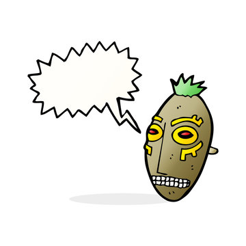 recommend clip art: cartoon tribal mask with speech bubble