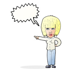 cartoon pointing annoyed woman with speech bubble