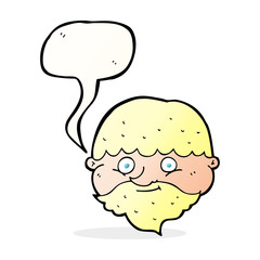cartoon bearded man with speech bubble