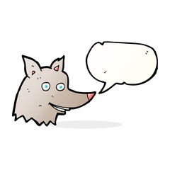 cartoon wolf head with speech bubble
