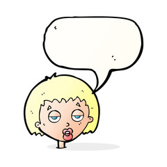 cartoon bored woman with speech bubble