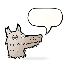 cartoon wolf head with speech bubble
