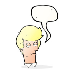 cartoon bored man with speech bubble