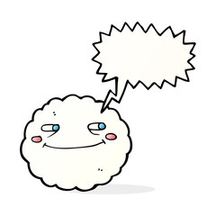 cartoon happy cloud with speech bubble