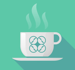 Long shadow cup of coffee with  a drone