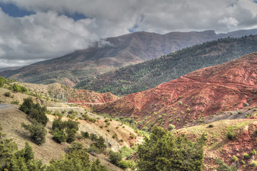 Fototapeta na wymiar The dramatic parched harsh landscape of the High Atlas mountains in Morocco North Africa 