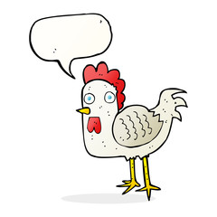 cartoon chicken with speech bubble