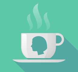 Long shadow cup of coffee with  a female head