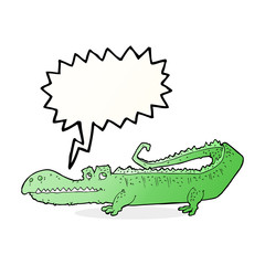 cartoon crocodile with speech bubble