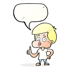 cartoon boy giving thumbs up with speech bubble
