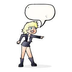 Fototapeta premium cartoon woman pointing with speech bubble