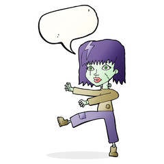 cartoon zombie girl with speech bubble