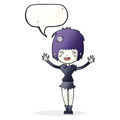 cartoon vampire girl with speech bubble