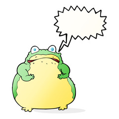 cartoon fat toad with speech bubble