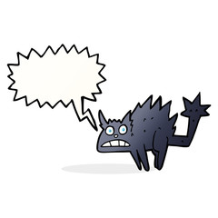cartoon frightened black cat with speech bubble
