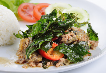 Basil with preserved egg