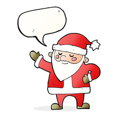 cartoon santa claus with speech bubble