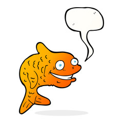 cartoon happy fish with speech bubble