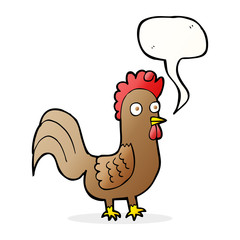 cartoon rooster with speech bubble