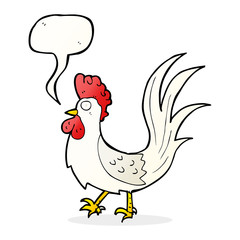 cartoon cockerel with speech bubble