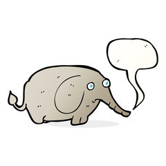 cartoon sad little elephant with speech bubble
