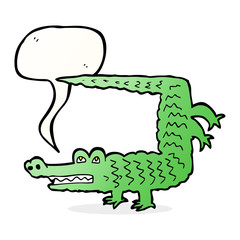 cartoon crocodile with speech bubble