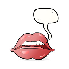 cartoon sexy lips symbol with speech bubble