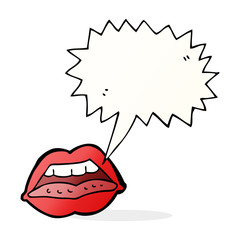cartoon sexy lips symbol with speech bubble
