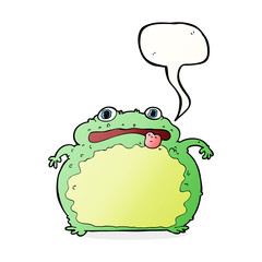cartoon funny frog with speech bubble