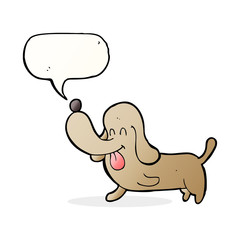 cartoon happy dog with speech bubble