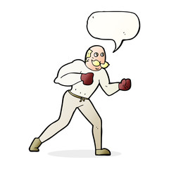 cartoon retro boxer man with speech bubble