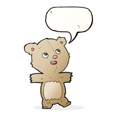cartoon teddy bear with speech bubble