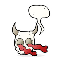 cartoon halloween skull with speech bubble
