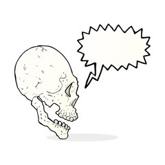 skull illustration with speech bubble