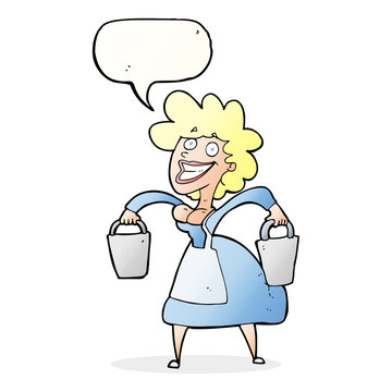 recommend clip art: cartoon milkmaid carrying buckets with speech bubble