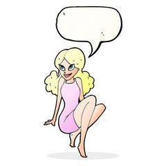 cartoon attractive woman posing with speech bubble