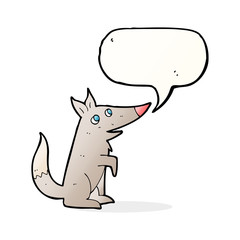 cartoon wolf cub with speech bubble