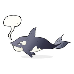 cartoon killer whale with speech bubble