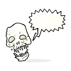 cartoon scary skull with speech bubble
