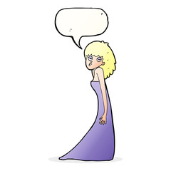 cartoon woman pulling photo face with speech bubble