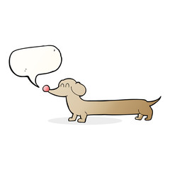 cartoon dachshund with speech bubble