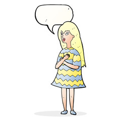 cartoon surprised girl with speech bubble