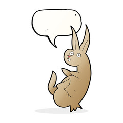 cue cartoon rabbit with speech bubble
