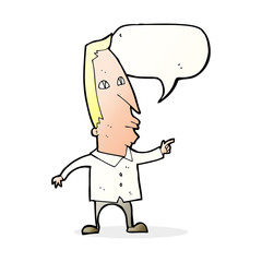 cartoon pointing man with speech bubble