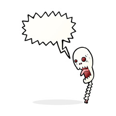 funny cartoon skull with speech bubble